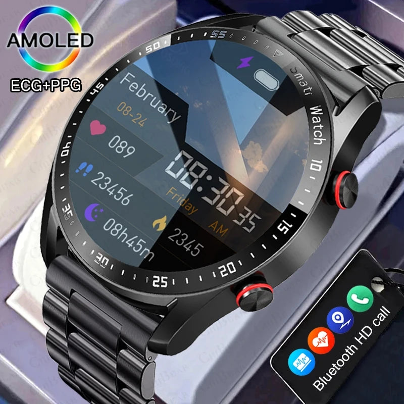 Smart Watch Men Heart Rate Fitness Tracker ECG+PPG Business Smartwatches